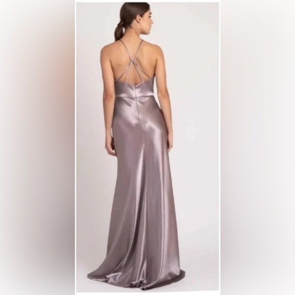 Jenny Yoo Collection Alessia satin high neck woman bridal back strap dress 4 - Picture 3 of 13